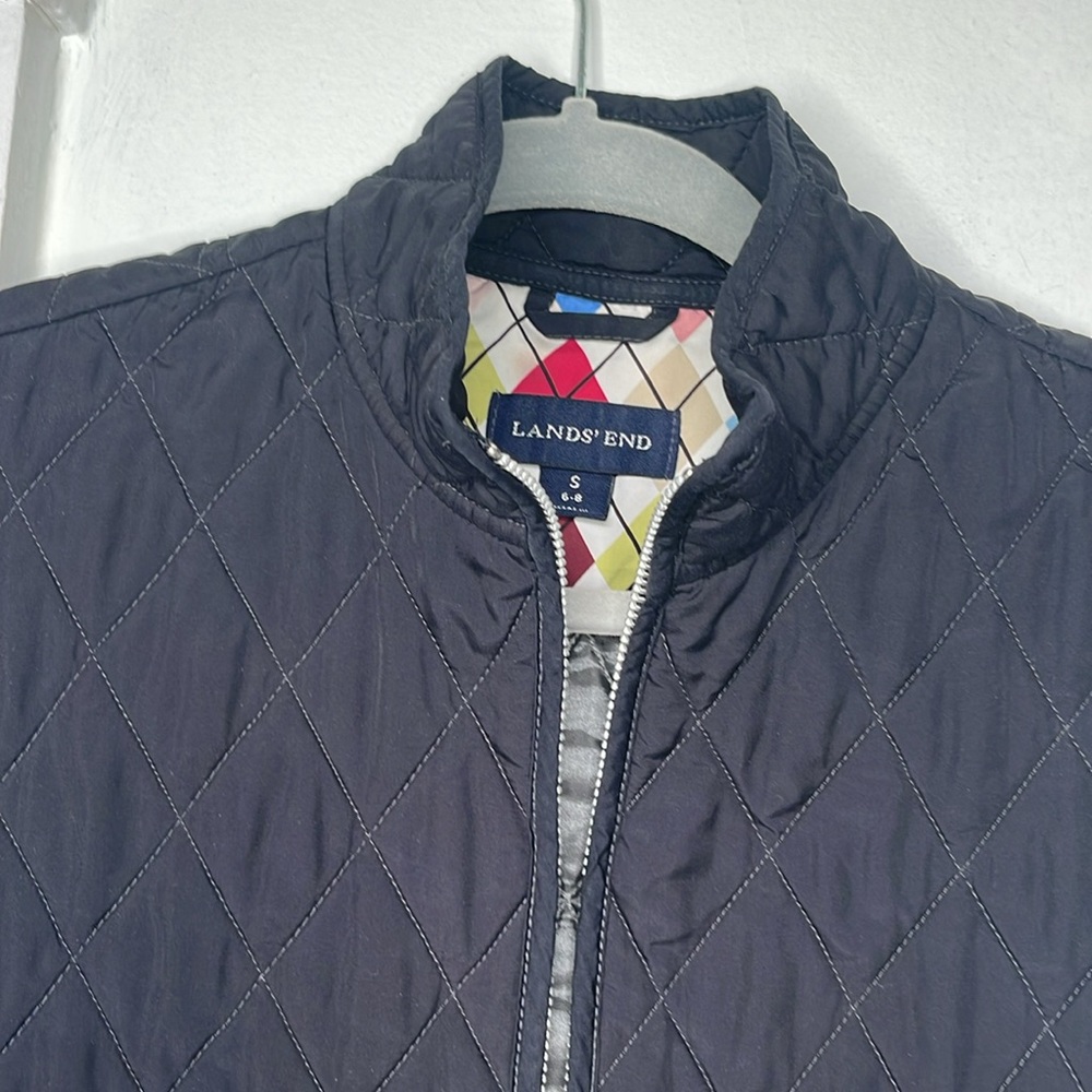 Lands End Women’s Quilted Vest Black Zippered - Picture 2 of 4
